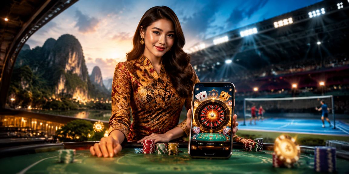 Aplikasi kasino dengan rekaan batik khas Ipoh pada skrin telefon