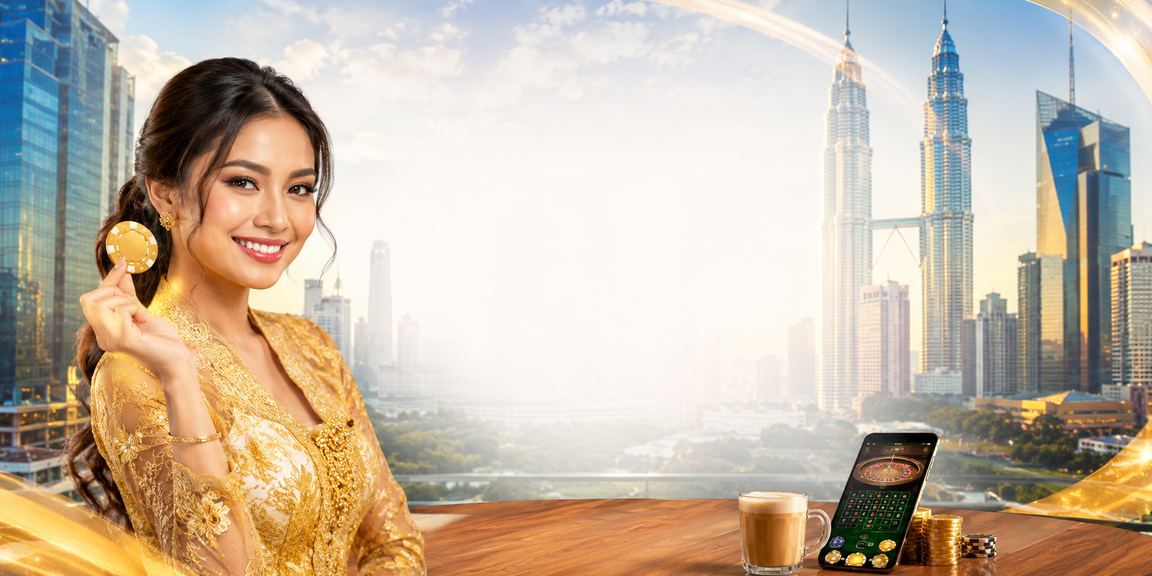 Kasino mudah alih di Kuala Lumpur dengan suasana kebaya Malaysia menggambarkan permainan popular tempatan